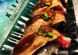 kitsu Seared nigiri with spring onion