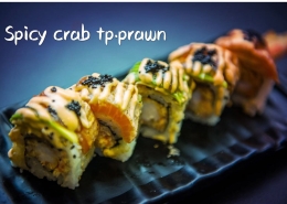spicy crab tempura prawn Spicy crab and tempura prawn roll